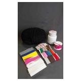 Bundle of Crafting Supplies, Ribbon, Yarn &