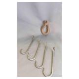 5 Antique Hand-Forged Wrought Iron S-Hooks &