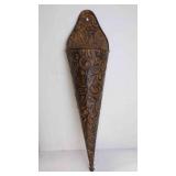 Embossed Metal Wall Hanging Pocket Vase or Planter