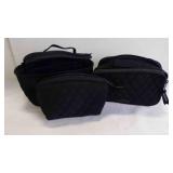 3 Black Quilted Vera Bradley Cosmetic Bag Set