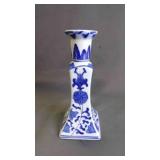 Vintage Blue & White Ceramic Candlestick Holder