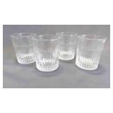 4 Clear Ribbed Crown Royal Glass Tumblers
