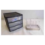 2 Sterilite 3-Drawer Unit & Acrylic Desk Caddy