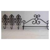 Ornate Scrollwork Metal Multi-Hook Wall Fixtures