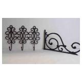 Ornate Scrollwork Metal Multi-Hook Wall Fixtures