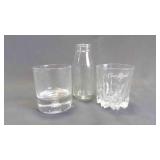 3 Clear Glass Vessels Crown Royal, Milk Bottle &