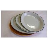 4 Vintage Enamel Stoneware Oval Platter Plates