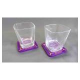 4 Crown Royal Square Whiskey Glasses & Coasters