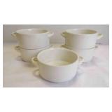 5 Vintage Double-Handled Porcelain Soup Bowls
