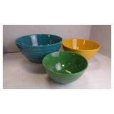 3 Pioneer Woman Stoneware Ribbed Mixing Bowl Set