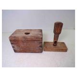 Antique Primitive Wooden Butter Mold or Press