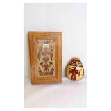 Framed Navajo Sand Art & Clay Ocarina Whistle