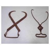 2 Vintage Ice Block Tongs - Rust & Patina