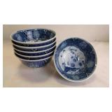 6 Vintage Japanese Porcelain Rice or Soup Bowls