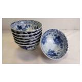 7 Vintage Japanese Porcelain Rice or Soup Bowls