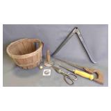 Vintage Hand Saws, Metal Pry-Bar & Antique Sheers