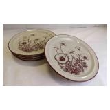 5 Vintage Noritake Stoneware Dinner Plate Set