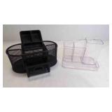 2 Metal Mesh Organizer & Acrylic Desk Caddy
