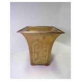Solid Brass Footed Planter or Trash Can Flared