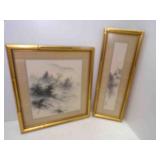 2 Traditional East Asian Ink & Wash Landscape