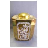 Vintage Etched Floral Design Brass Tea Caddy