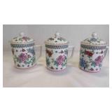 3 Vintage Chinese Famile Rose Tea Mugs w/Handle