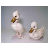 MCM Ceramic Pair Duck & Duckling Figurines Signed
