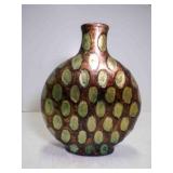 10' Tall Brown & Green Metallic Painted Vase