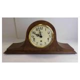 Vintage Tambour-Style Wood Mantel Analog Clock