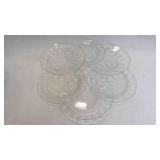 6 Vintage Geometric Pressed Glass Salad Plates
