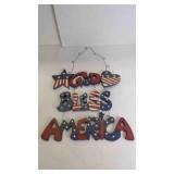 Primitive Americana "God Bless America" Wood Sign