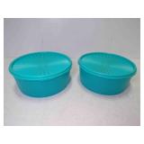 2 Vintage Teal Tupperware One-Touch Lid 7ï¿½ Cups