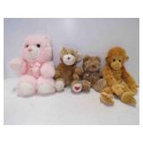 3 Plush Teddy Bears & 1 Plush Six Flags Monkey