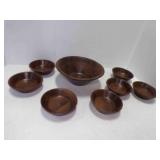 Vintage Vermillion Real Walnut Salad Bowl Set