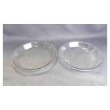 2 Vintage Clear 9-Inch Glass Pie Pans/Plates