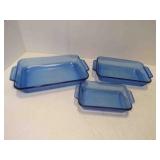 3 Vintage Cobalt Blue Glass Anchor Hocking
