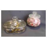Vintage Dish w/Floral Sterling Silver Overlay Lid
