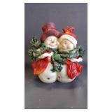 Hand-Painted Resin Holiday Snowman Couple Figurine