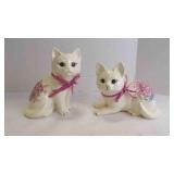 2 Vintage Hand-Painted Porcelain Cat Figurines