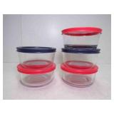 5 PYREX Corning 2 Cup Glass Storage Bowls w/Lids