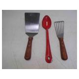 Vintage Red w/White Speckle Enamelware Spoon &