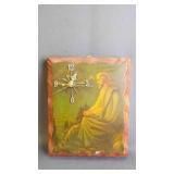 Vintage Religious Praying Jesus Wooden Wall Clock