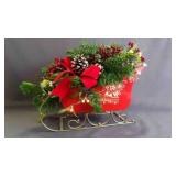 Vintage Christmas Sleigh Tabletop Centerpiece