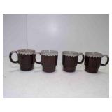 1970s MCM Stackable Coffee Mugs - Dark Brown w/
