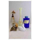 4 Vintage Uranium Vase w/Perfume Cosmetic Items