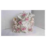 Vintage Porcelain Cherub & Roses Hand-Painted Vase