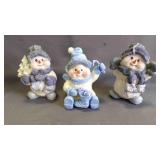 3 Vintage Textured Resin Snow Buddies Figurines