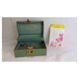 Vintage Green Jewelry Box & Hallmark "Thank You"