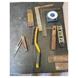 Levels, squares, measuring tools