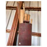 Light metal bin containing wood handles